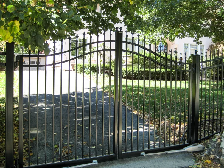 Ornamental iron double-drive gate by RKC Wood Care Pros near Smithville, MO