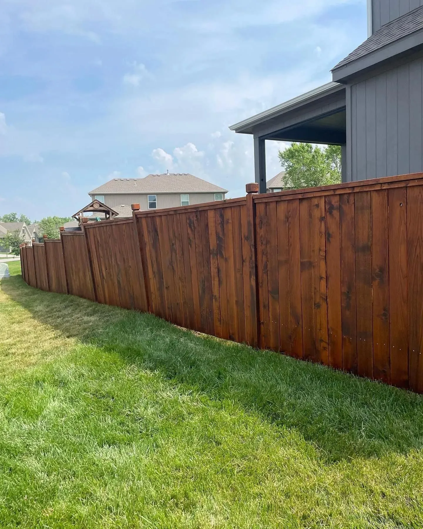Wood fence install in Gardner, KS by RKC Wood Care Pros