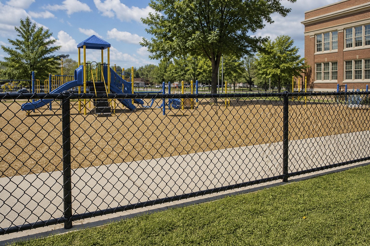 Black vinyl-coated chain link fence — Grandview, MO installation FAQ — RKC Wood Care Pros