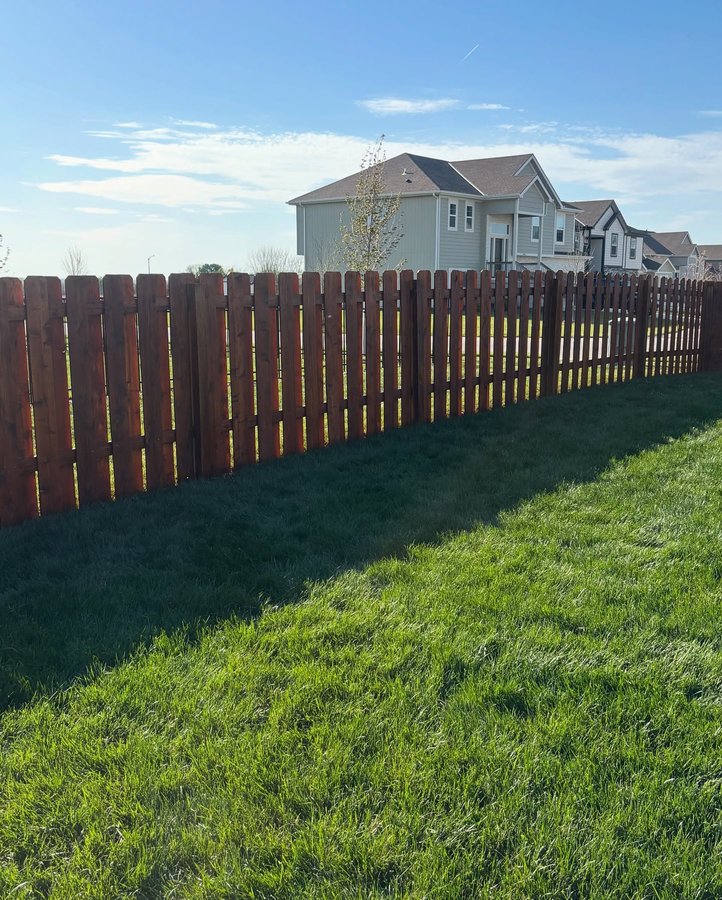 6-foot semi-privacy shadow box fence in Oak Grove, MO — RKC Wood Care Pros